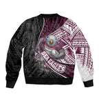 Manly Warringah Sea Eagles Rugby Mascot Sleeve Zip Bomber Jacket Tribal Polynesian Power Art - Lightning Mascot