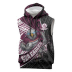 Manly Warringah Sea Eagles Rugby Mascot Sleeveless Hoodie Tribal Polynesian Power Art - Lightning Mascot