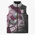 Manly Warringah Sea Eagles Rugby Mascot Sleeveless Puffer Jacket Tribal Polynesian Power Art - Lightning Mascot