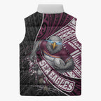 Manly Warringah Sea Eagles Rugby Mascot Sleeveless Puffer Jacket Tribal Polynesian Power Art - Lightning Mascot