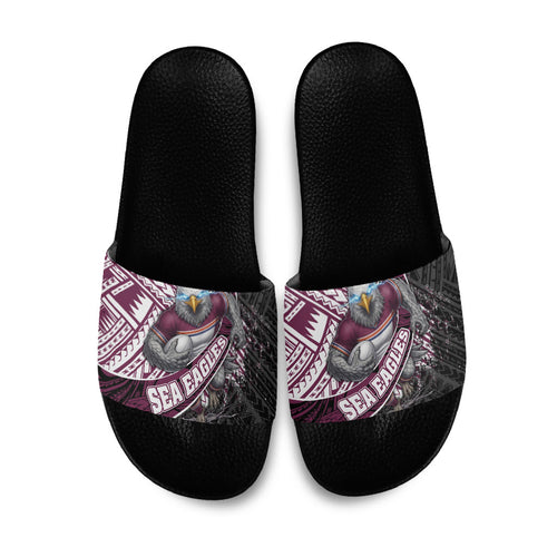 Manly Warringah Sea Eagles Rugby Mascot Slide Sandals Tribal Polynesian Power Art - Lightning Mascot