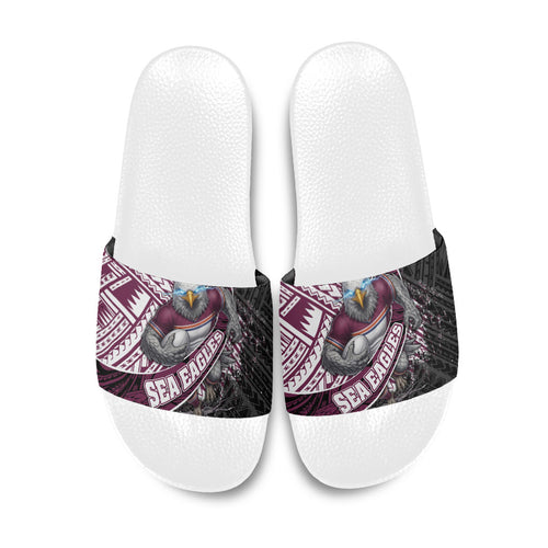 Manly Warringah Sea Eagles Rugby Mascot Slide Sandals Tribal Polynesian Power Art - Lightning Mascot