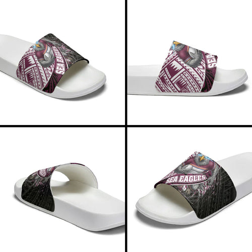 Manly Warringah Sea Eagles Rugby Mascot Slide Sandals Tribal Polynesian Power Art - Lightning Mascot