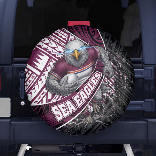 Manly Warringah Sea Eagles Rugby Mascot Spare Tire Cover Tribal Polynesian Power Art - Lightning Mascot