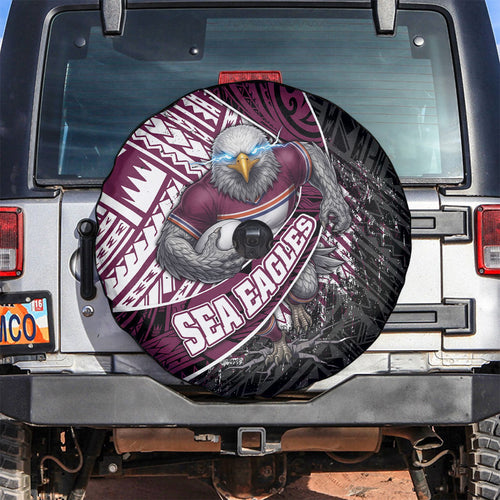 Manly Warringah Sea Eagles Rugby Mascot Spare Tire Cover Tribal Polynesian Power Art - Lightning Mascot