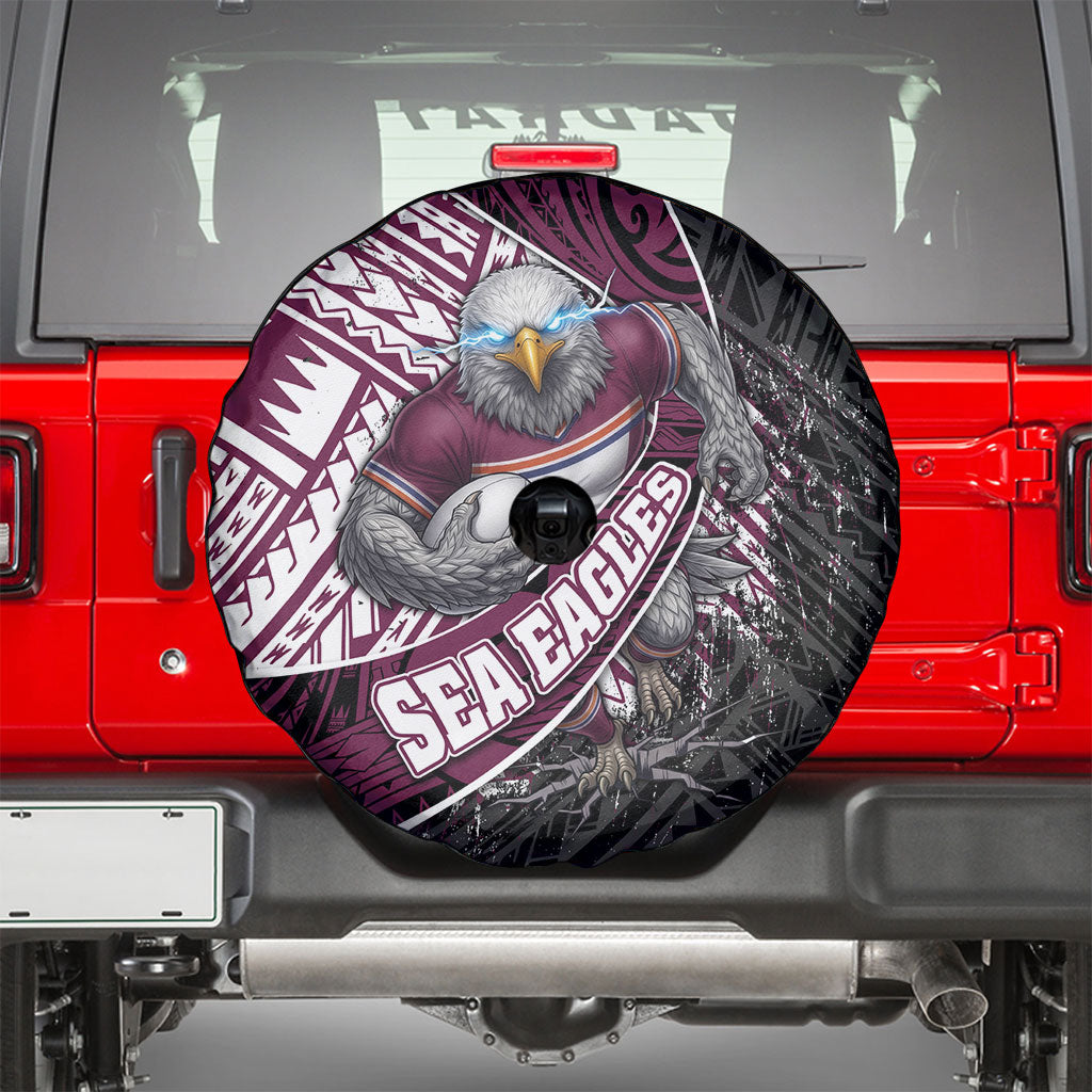 Manly Warringah Sea Eagles Rugby Mascot Spare Tire Cover Tribal Polynesian Power Art - Lightning Mascot