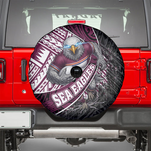 Manly Warringah Sea Eagles Rugby Mascot Spare Tire Cover Tribal Polynesian Power Art - Lightning Mascot