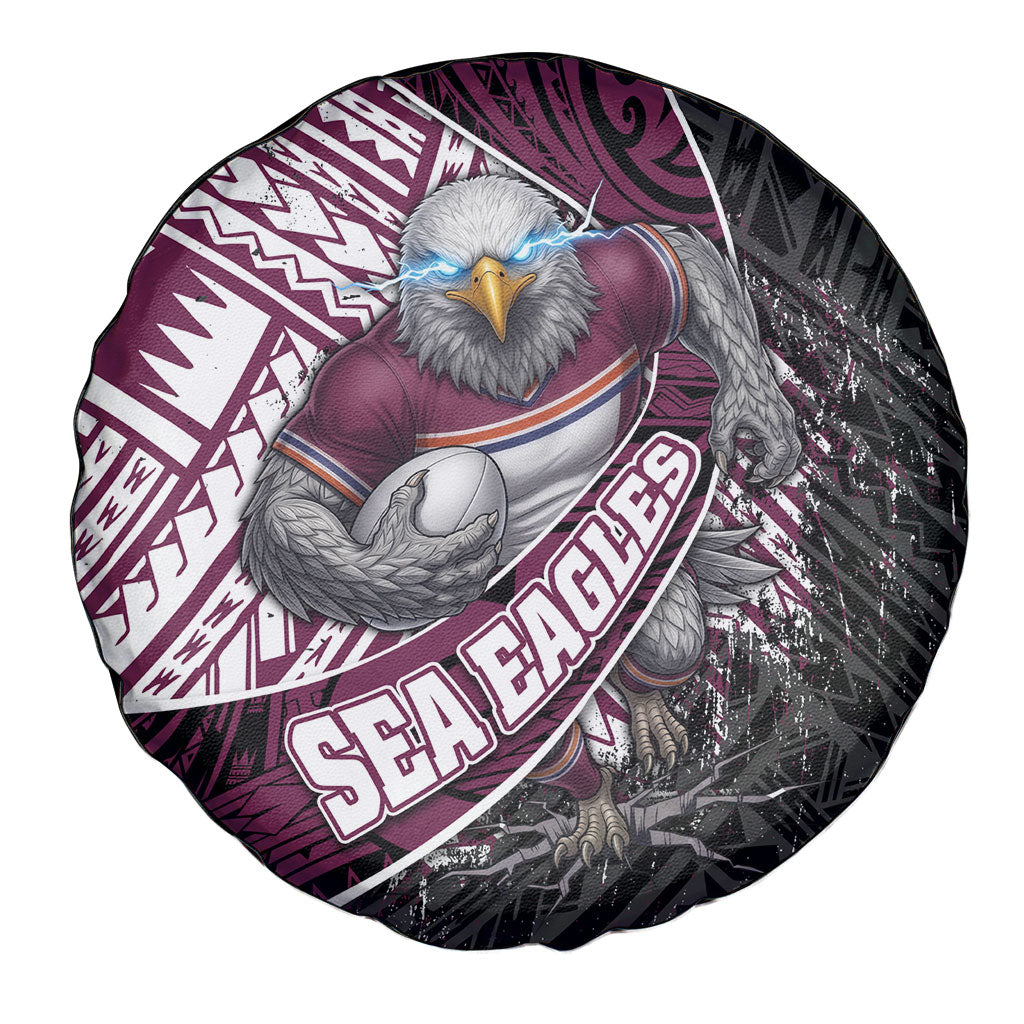Manly Warringah Sea Eagles Rugby Mascot Spare Tire Cover Tribal Polynesian Power Art - Lightning Mascot