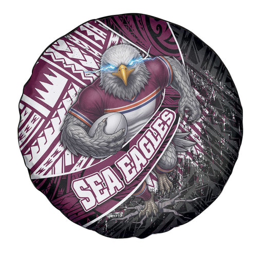 Manly Warringah Sea Eagles Rugby Mascot Spare Tire Cover Tribal Polynesian Power Art - Lightning Mascot
