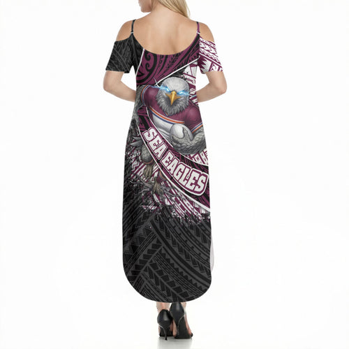 Manly Warringah Sea Eagles Rugby Mascot Summer Maxi Dress Tribal Polynesian Power Art - Lightning Mascot