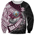 Manly Warringah Sea Eagles Rugby Mascot Sweatshirt Tribal Polynesian Power Art - Lightning Mascot