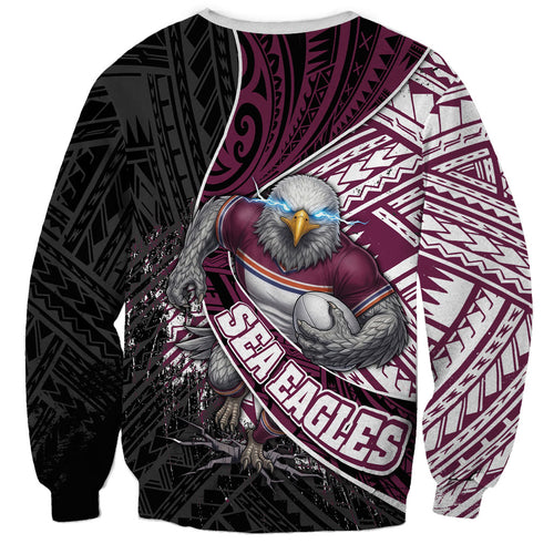 Manly Warringah Sea Eagles Rugby Mascot Sweatshirt Tribal Polynesian Power Art - Lightning Mascot