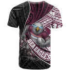 Manly Warringah Sea Eagles Rugby Mascot T Shirt Tribal Polynesian Power Art - Lightning Mascot