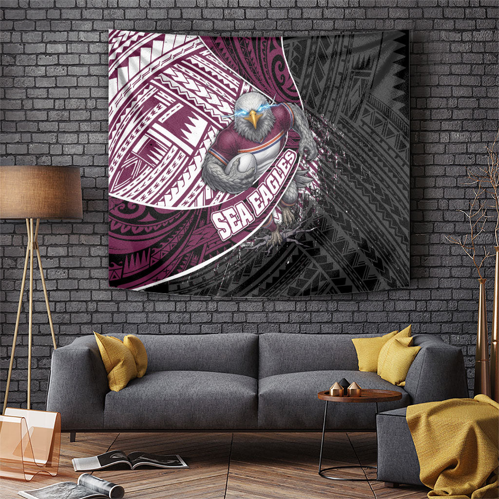 Manly Warringah Sea Eagles Rugby Mascot Tapestry Tribal Polynesian Power Art - Lightning Mascot