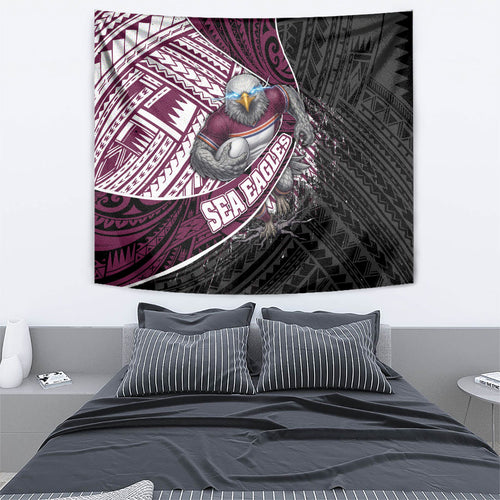 Manly Warringah Sea Eagles Rugby Mascot Tapestry Tribal Polynesian Power Art - Lightning Mascot