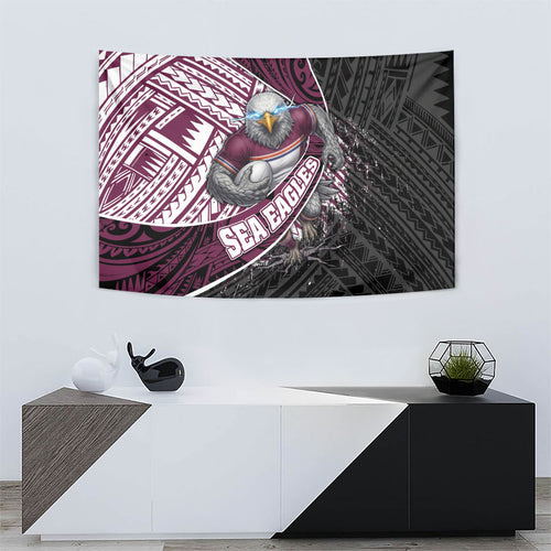 Manly Warringah Sea Eagles Rugby Mascot Tapestry Tribal Polynesian Power Art - Lightning Mascot