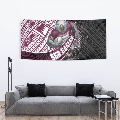Manly Warringah Sea Eagles Rugby Mascot Tapestry Tribal Polynesian Power Art - Lightning Mascot