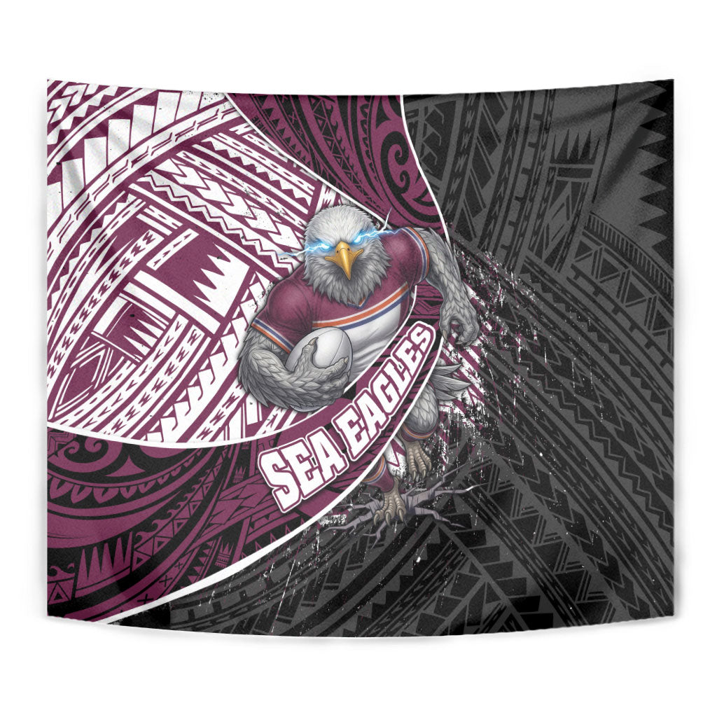 Manly Warringah Sea Eagles Rugby Mascot Tapestry Tribal Polynesian Power Art - Lightning Mascot