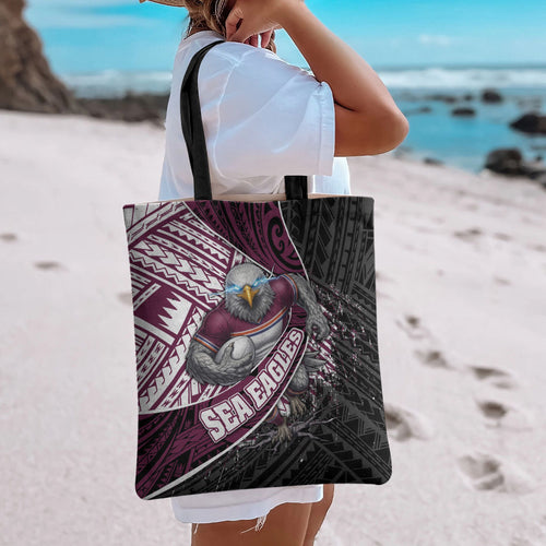 Manly Warringah Sea Eagles Rugby Mascot Tote Bag Tribal Polynesian Power Art - Lightning Mascot