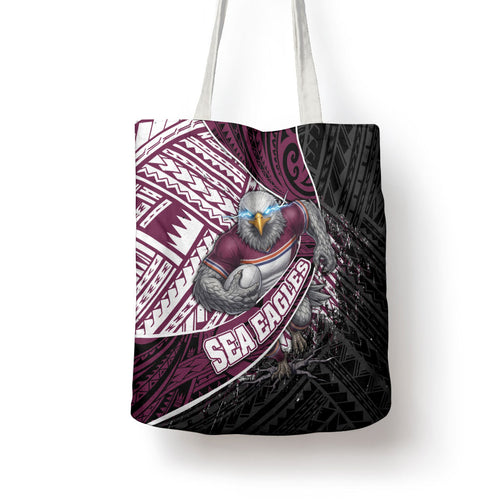 Manly Warringah Sea Eagles Rugby Mascot Tote Bag Tribal Polynesian Power Art - Lightning Mascot