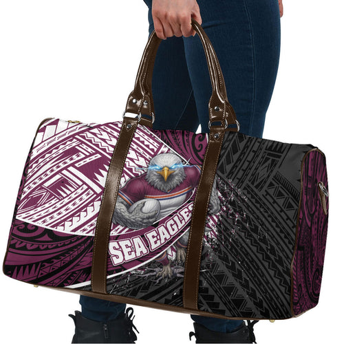 Manly Warringah Sea Eagles Rugby Mascot Travel Bag Tribal Polynesian Power Art - Lightning Mascot