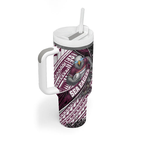Manly Warringah Sea Eagles Rugby Mascot Tumbler With Handle Tribal Polynesian Power Art - Lightning Mascot