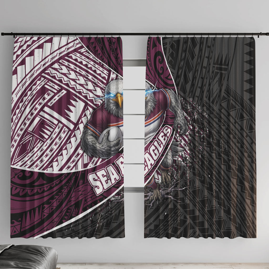Manly Warringah Sea Eagles Rugby Mascot Window Curtain Tribal Polynesian Power Art - Lightning Mascot