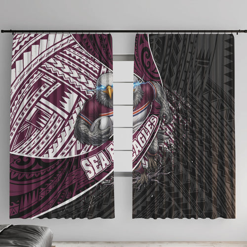 Manly Warringah Sea Eagles Rugby Mascot Window Curtain Tribal Polynesian Power Art - Lightning Mascot