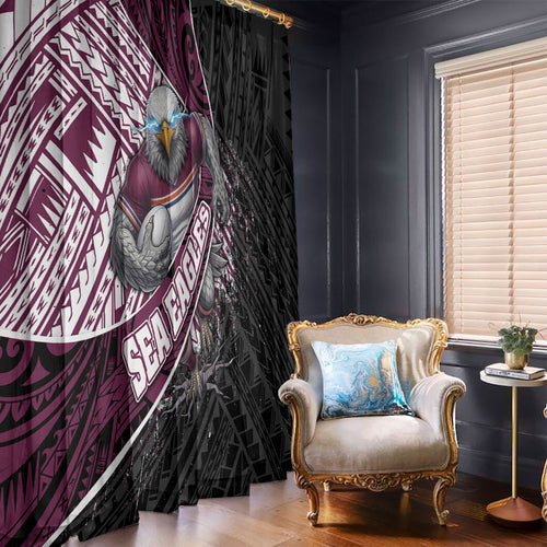 Manly Warringah Sea Eagles Rugby Mascot Window Curtain Tribal Polynesian Power Art - Lightning Mascot