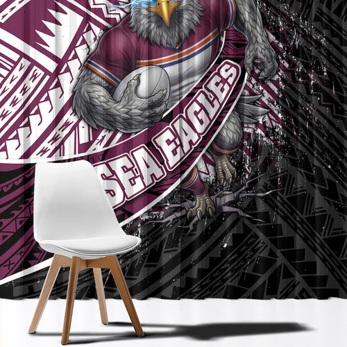 Manly Warringah Sea Eagles Rugby Mascot Window Curtain Tribal Polynesian Power Art - Lightning Mascot
