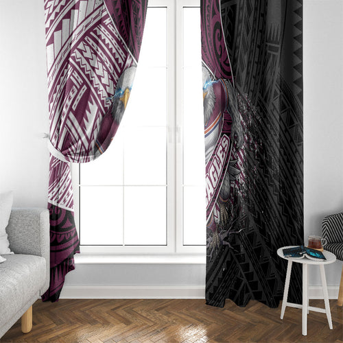 Manly Warringah Sea Eagles Rugby Mascot Window Curtain Tribal Polynesian Power Art - Lightning Mascot
