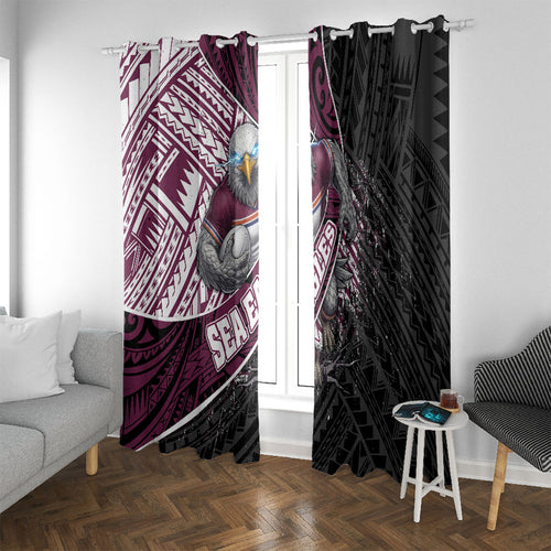 Manly Warringah Sea Eagles Rugby Mascot Window Curtain Tribal Polynesian Power Art - Lightning Mascot