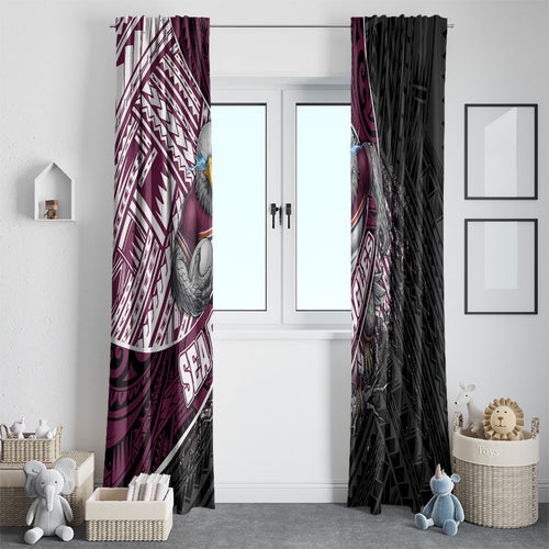 Manly Warringah Sea Eagles Rugby Mascot Window Curtain Tribal Polynesian Power Art - Lightning Mascot