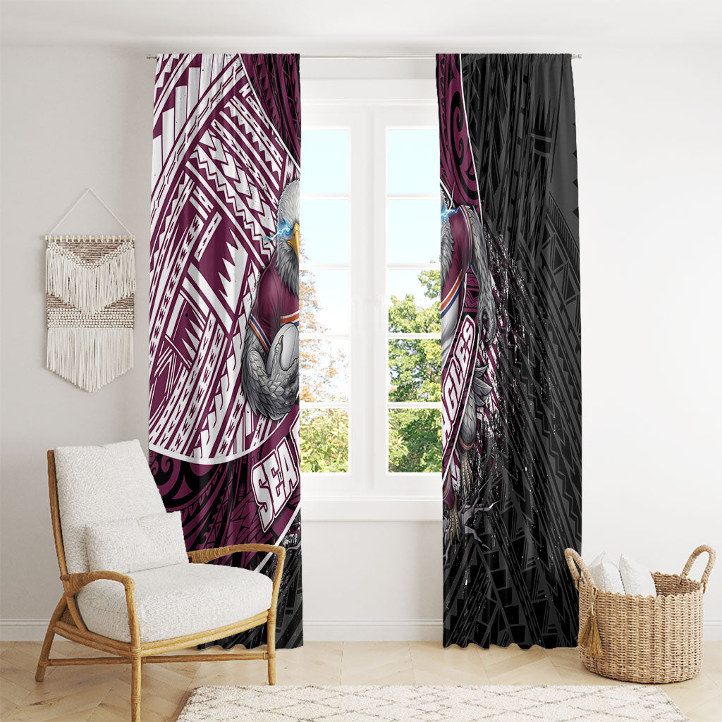 Manly Warringah Sea Eagles Rugby Mascot Window Curtain Tribal Polynesian Power Art - Lightning Mascot