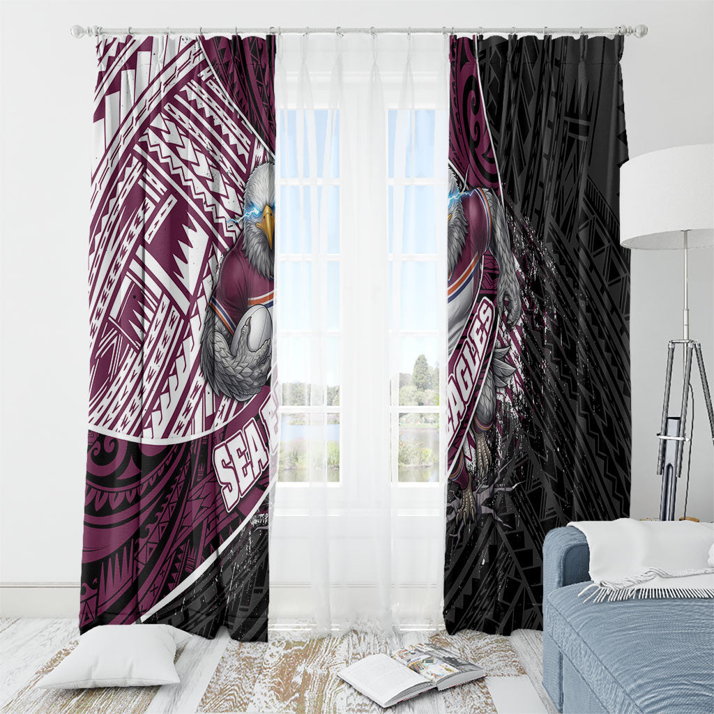 Manly Warringah Sea Eagles Rugby Mascot Window Curtain Tribal Polynesian Power Art - Lightning Mascot