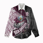 Manly Warringah Sea Eagles Rugby Mascot Women Casual Shirt Tribal Polynesian Power Art - Lightning Mascot