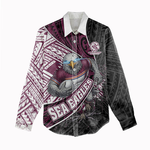 Manly Warringah Sea Eagles Rugby Mascot Women Casual Shirt Tribal Polynesian Power Art - Lightning Mascot