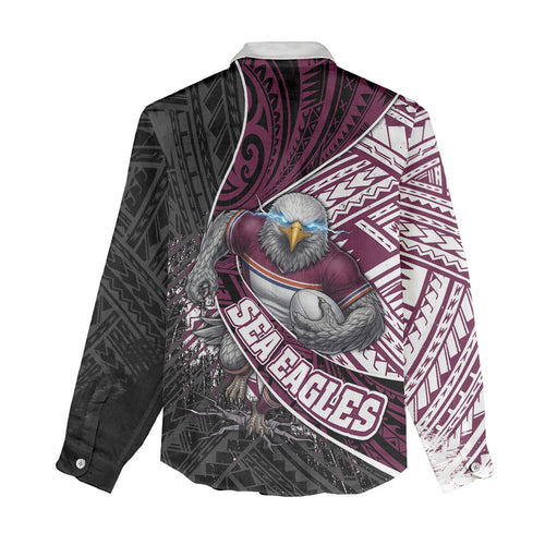 Manly Warringah Sea Eagles Rugby Mascot Women Casual Shirt Tribal Polynesian Power Art - Lightning Mascot