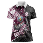 Manly Warringah Sea Eagles Rugby Mascot Women Polo Shirt Tribal Polynesian Power Art - Lightning Mascot