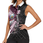 Manly Warringah Sea Eagles Rugby Mascot Women Sleeveless Polo Shirt Tribal Polynesian Power Art - Lightning Mascot