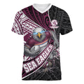 Manly Warringah Sea Eagles Rugby Mascot Women V-Neck T-Shirt Tribal Polynesian Power Art - Lightning Mascot