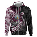 Manly Warringah Sea Eagles Rugby Mascot Zip Hoodie Tribal Polynesian Power Art - Lightning Mascot