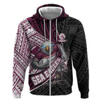 Manly Warringah Sea Eagles Rugby Mascot Zip Hoodie Tribal Polynesian Power Art - Lightning Mascot