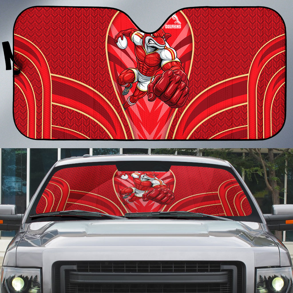 Dolphins Rugby Mascot Auto Sun Shade Australian Rugby Culture - Tribal Inspired Dolphin