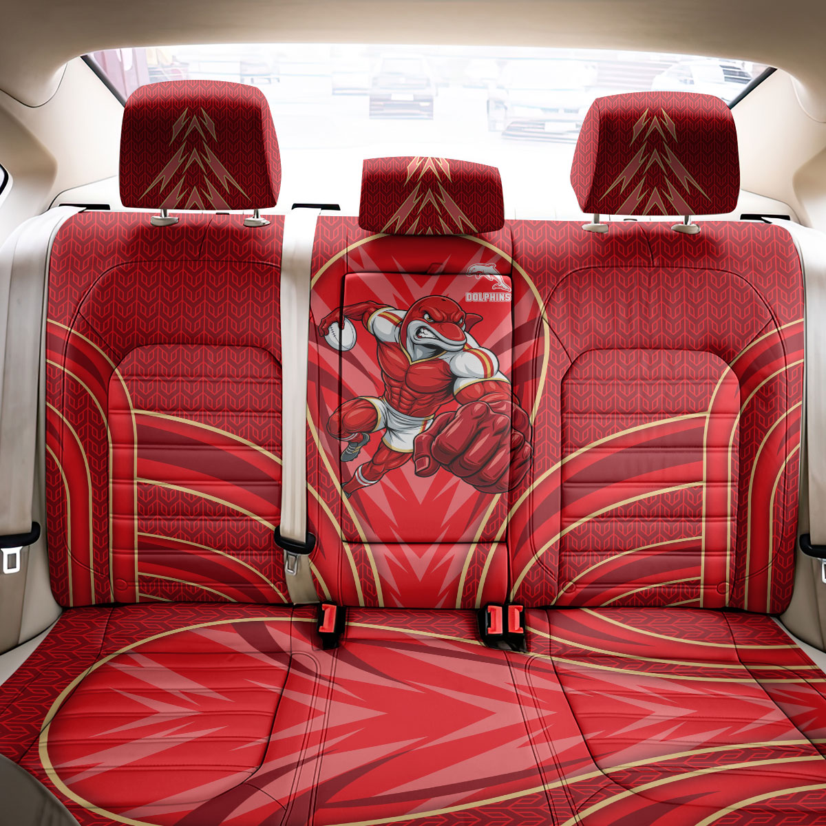Dolphins Rugby Mascot Back Car Seat Cover Australian Rugby Culture - Tribal Inspired Dolphin