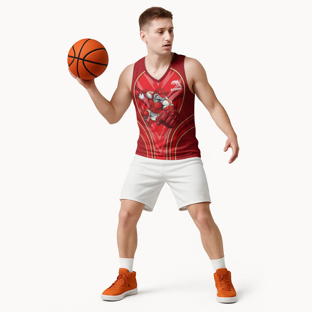 Dolphins Rugby Mascot Basketball Jersey Australian Rugby Culture - Tribal Inspired Dolphin