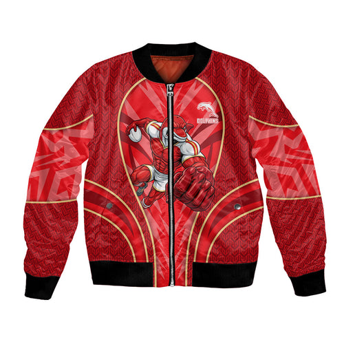 Dolphins Rugby Mascot Bomber Jacket Australian Rugby Culture - Tribal Inspired Dolphin