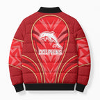 Dolphins Rugby Mascot Bomber Puffer Jacket Australian Rugby Culture - Tribal Inspired Dolphin