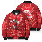Dolphins Rugby Mascot Bomber Puffer Jacket Australian Rugby Culture - Tribal Inspired Dolphin