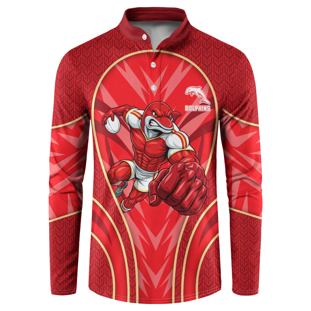 Dolphins Rugby Mascot Button Sweatshirt Australian Rugby Culture - Tribal Inspired Dolphin